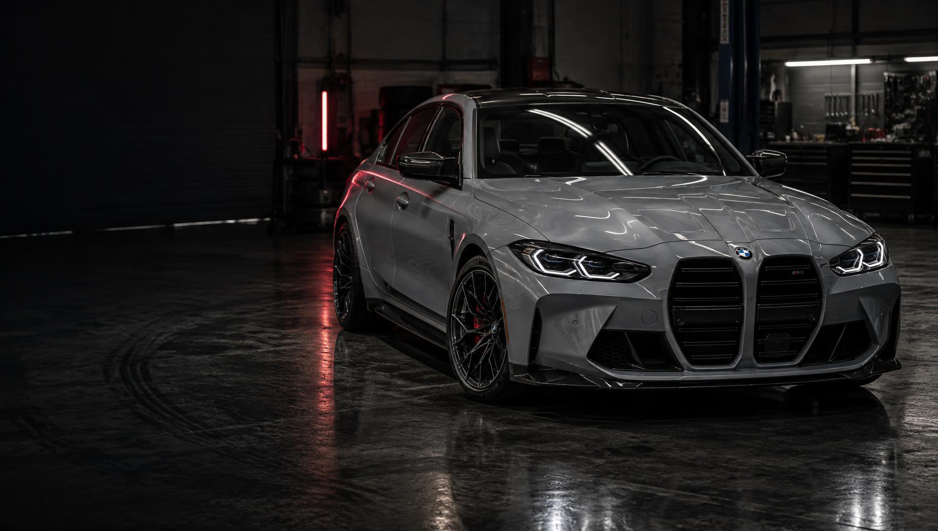 BMW M3 in a tuning workshop